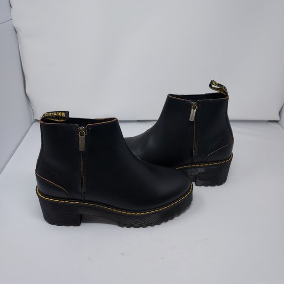 Dr. Martens Rometty II Zip Heeled Chelsea Platform Black Lug Boots - Picture 3 of 12
